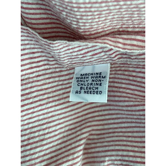 Y2K Ralph Lauren Red White Seersucker Striped Short Sleeve Button-Down Shirt Med - Picture 9 of 9